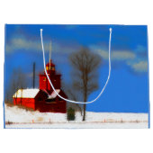 Big Red Lighthouse Malerei - Originelle Kunst Große Geschenktüte (Rückseite)