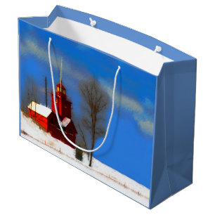 Big Red Lighthouse Malerei - Originelle Kunst Große Geschenktüte