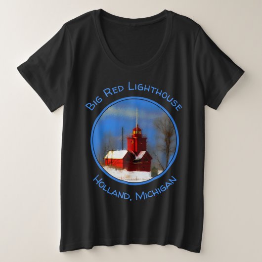 Big Red Lighthouse Malerei - Originelle Kunst Große Größe T-Shirt (Design vorne)