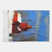 Big Red Lighthouse Malerei - Originelle Kunst Handtuch (Horizontal)