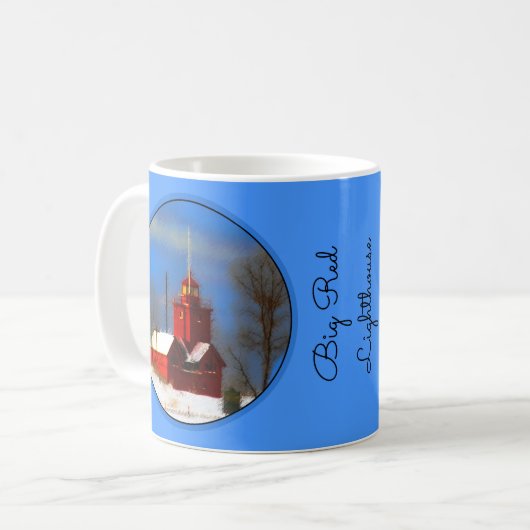 Big Red Lighthouse Malerei - Originelle Kunst Kaffeetasse (Vorderseite Links)