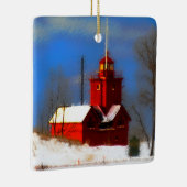 Big Red Lighthouse Malerei - Originelle Kunst Keramikornament (Rechts)