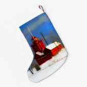 Big Red Lighthouse Malerei - Originelle Kunst Kleiner Weihnachtsstrumpf (Rückseite (Hängend))