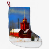 Big Red Lighthouse Malerei - Originelle Kunst Kleiner Weihnachtsstrumpf (Vorderseite)
