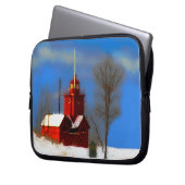Big Red Lighthouse Malerei - Originelle Kunst Laptopschutzhülle (Vorderseite Links)