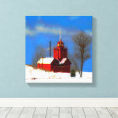 Big Red Lighthouse Malerei - Originelle Kunst Leinwanddruck (Insitu (Holzboden))