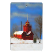 Big Red Lighthouse Malerei - Originelle Kunst Mini Klemmbrett (Rückseite)