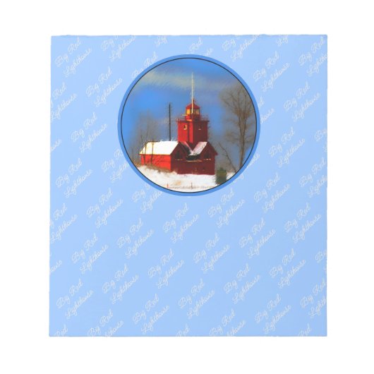Big Red Lighthouse Malerei - Originelle Kunst Notizblock (Vorderseite)