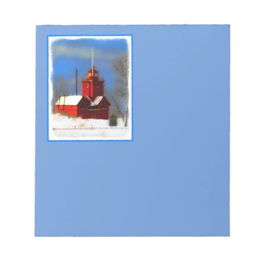 Big Red Lighthouse Malerei - Originelle Kunst Notizblock (Vorderseite)