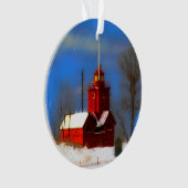 Big Red Lighthouse Malerei - Originelle Kunst Ornament (Vorderseite)