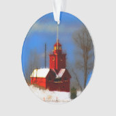Big Red Lighthouse Malerei - Originelle Kunst Ornament (Vorderseite)