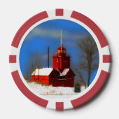 Big Red Lighthouse Malerei - Originelle Kunst Pokerchips (Vorderseite)