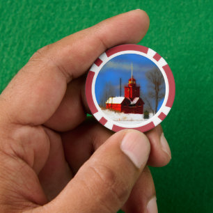 Big Red Lighthouse Malerei - Originelle Kunst Pokerchips
