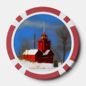 Big Red Lighthouse Malerei - Originelle Kunst Pokerchips (Rückseite)
