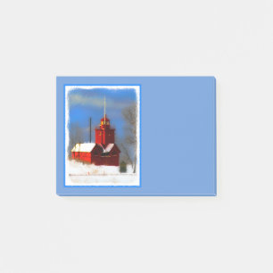 Big Red Lighthouse Malerei - Originelle Kunst Post-it Klebezettel