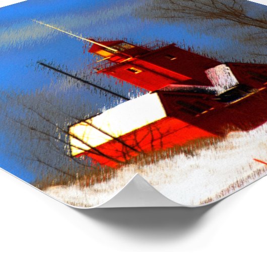 Big Red Lighthouse Malerei - Originelle Kunst Poster (Ecke)