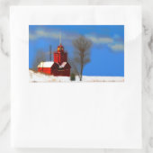 Big Red Lighthouse Malerei - Originelle Kunst Rechteckiger Aufkleber (Tasche)