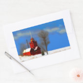 Big Red Lighthouse Malerei - Originelle Kunst Rechteckiger Aufkleber (Umschlag)