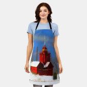 Big Red Lighthouse Malerei - Originelle Kunst Schürze (Getragen)