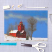 Big Red Lighthouse Malerei - Originelle Kunst Seidenpapier (Handwerk)