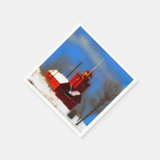 Big Red Lighthouse Malerei - Originelle Kunst Serviette (Ecke)