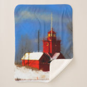 Big Red Lighthouse Malerei - Originelle Kunst Sherpadecke (Vorderseite)