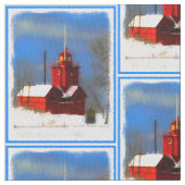 Big Red Lighthouse Malerei - Originelle Kunst Stoff (Nahaufnahme)