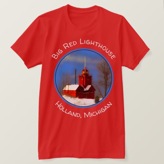 Big Red Lighthouse Malerei - Originelle Kunst T-Shirt (Design vorne)