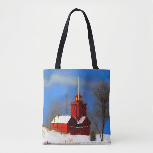 Big Red Lighthouse Malerei - Originelle Kunst Tasche (Vorderseite)
