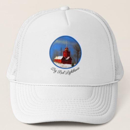 Big Red Lighthouse Malerei - Originelle Kunst Truckerkappe (Vorderseite)