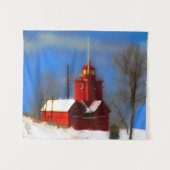 Big Red Lighthouse Malerei - Originelle Kunst Wandteppich (Vorderseite (Horizontal))