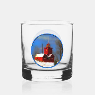 Big Red Lighthouse Malerei - Originelle Kunst Whiskyglas