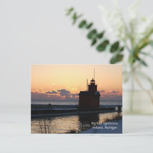 Big Red Lighthouse Postkarte (Stehend Vorderseite)