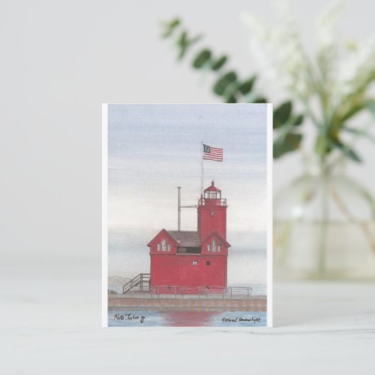 Big Red Lighthouse Postkarte (Stehend Vorderseite)