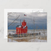 Big Red Lighthouse Postkarte (Vorne/Hinten)