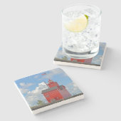 Big Red Lighthouse Steinuntersetzer (Seitenansicht)