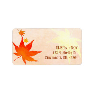 Big Red Maple Leaf Wedding Address Adressaufkleber