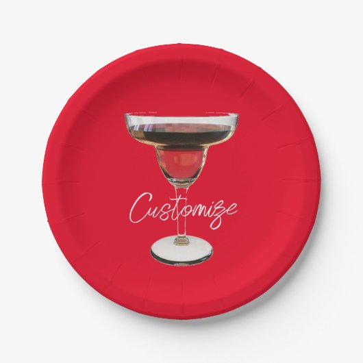 Big Red Margarita Cocktail Drink Thunder_Cove Pappteller (Vorderseite)