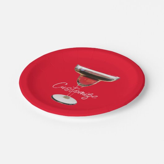 Big Red Margarita Cocktail Drink Thunder_Cove Pappteller (Schrägansicht)