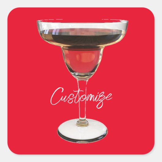 Big Red Margarita Cocktail Drink Thunder_Cove Quadratischer Aufkleber (Vorderseite)