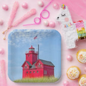Big Red Michigan Lighthouse Pappteller (Party)