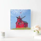 Big Red Michigan Lighthouse Quadratische Wanduhr (Zuhause)