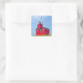 Big Red Michigan Lighthouse Quadratischer Aufkleber (Tasche)