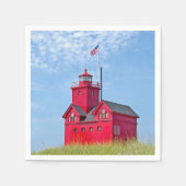 Big Red Michigan Lighthouse Serviette (Vorderseite)