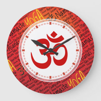 Big Red Om - Vergessen Sie, wann es Yoga ist Große Wanduhr