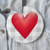 Big Red Painted Heart | Buffalo Kariert Valentine Button (Beispiel)