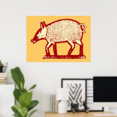 Big Red Pig: Volkskunst für die Landküche, Bistro Poster (Heimbüro)