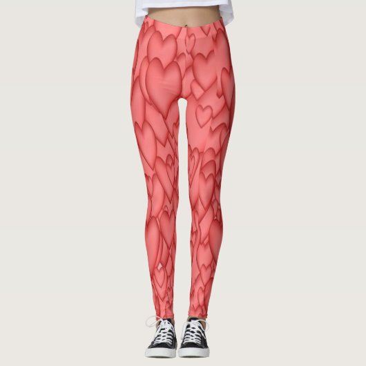 Big RED & PINK Herzens ! YOGA PANTS Composite Legg Leggings (Vorderseite)