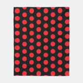 Big Red Polka Dots auf schwarzem Handtuch Fleecedecke (Vorderseite)