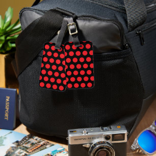 Big Red Polka Dots auf schwarzem Handtuch Gepäckanhänger